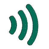 Green sound wave icon on a transparent background. tyre Noise rating icon.