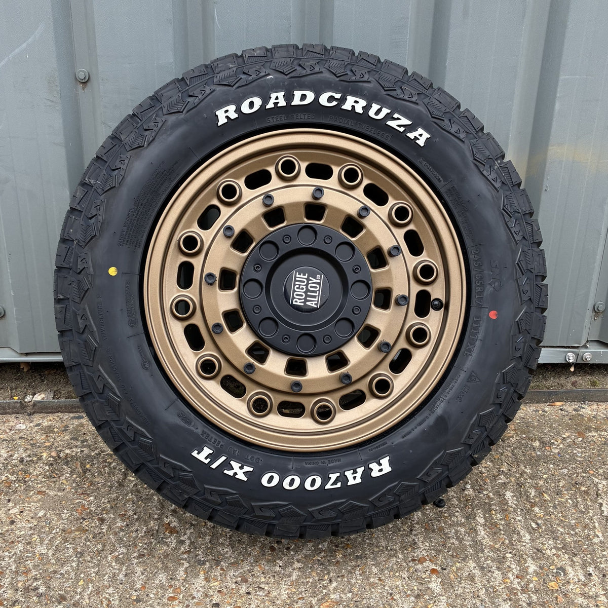17x8 Rogue CC1 Satin Bronze 5x120 ET35 CB65.1 mounted with Cross Terrain 4x4 tyres Roadcruza