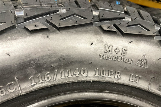 Tyre sidewall information displayed on Roadcruza RA1100 all terrain tyre
