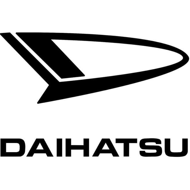 Black Daihatsu logo and wordmark on a plain white background.