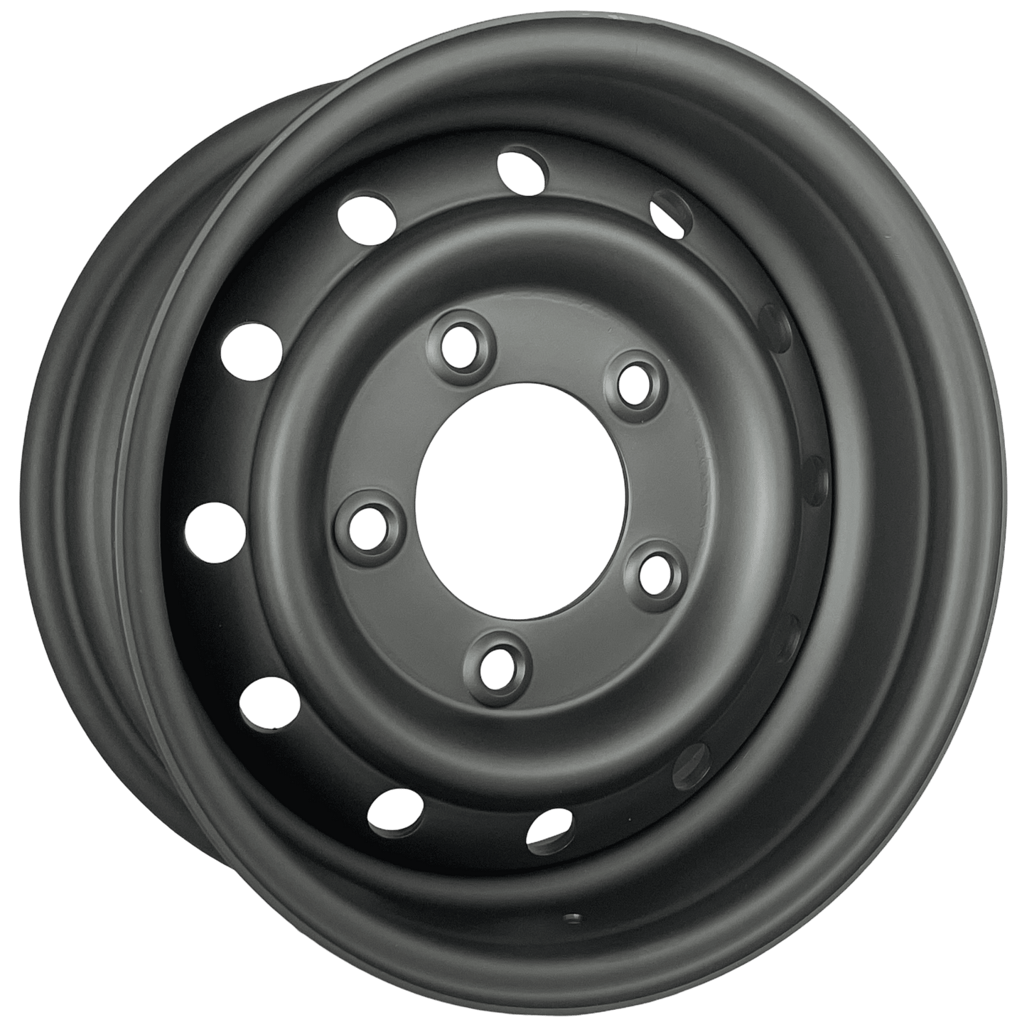 16" x 6.5" GOJOS Matte Black Wolf Style 5x165.1 ET00 CB115 Off-Road Steel Wheels Roadcruza Tyres 