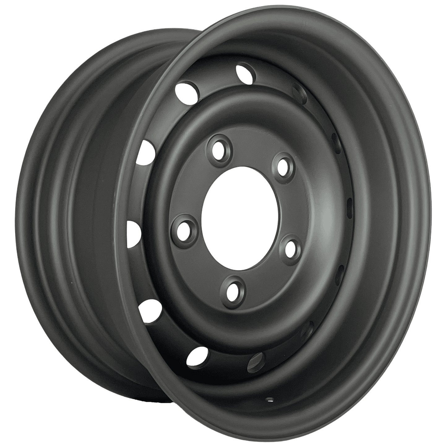 16" x 6.5" GOJOS Matte Black Wolf Style 5x165.1 ET00 CB115 Off-Road Steel Wheels Roadcruza Tyres 
