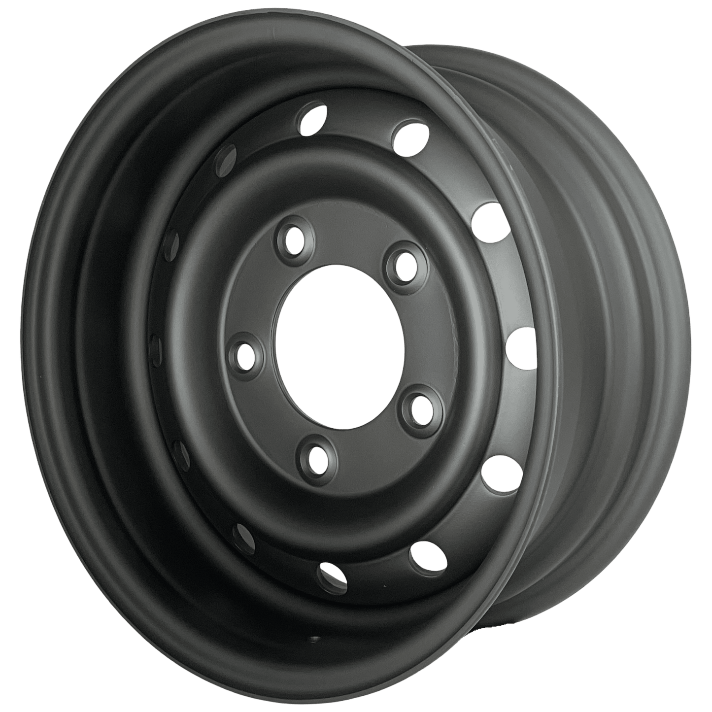 16" x 6.5" GOJOS Matte Black Wolf Style 5x165.1 ET00 CB115 Off-Road Steel Wheels Roadcruza Tyres 