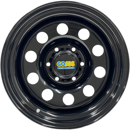 16" x 8" GOJOS Black Modular Wheel & Centre Cap 6x139.7 ET-35 Off-Road Steel Wheels Roadcruza Tyres 