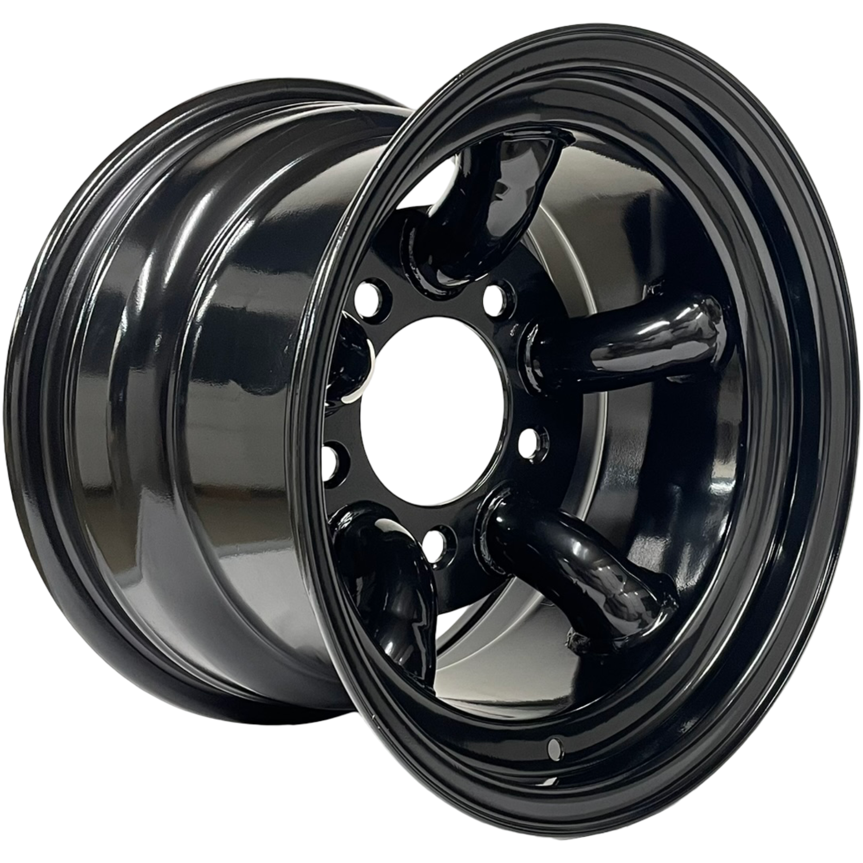 15" x 10" GOJOS Black 5 Pipe 5x165.1 ET-32 Mach 5 - Challenger Style Off-Road Steel Wheels Roadcruza Tyres 