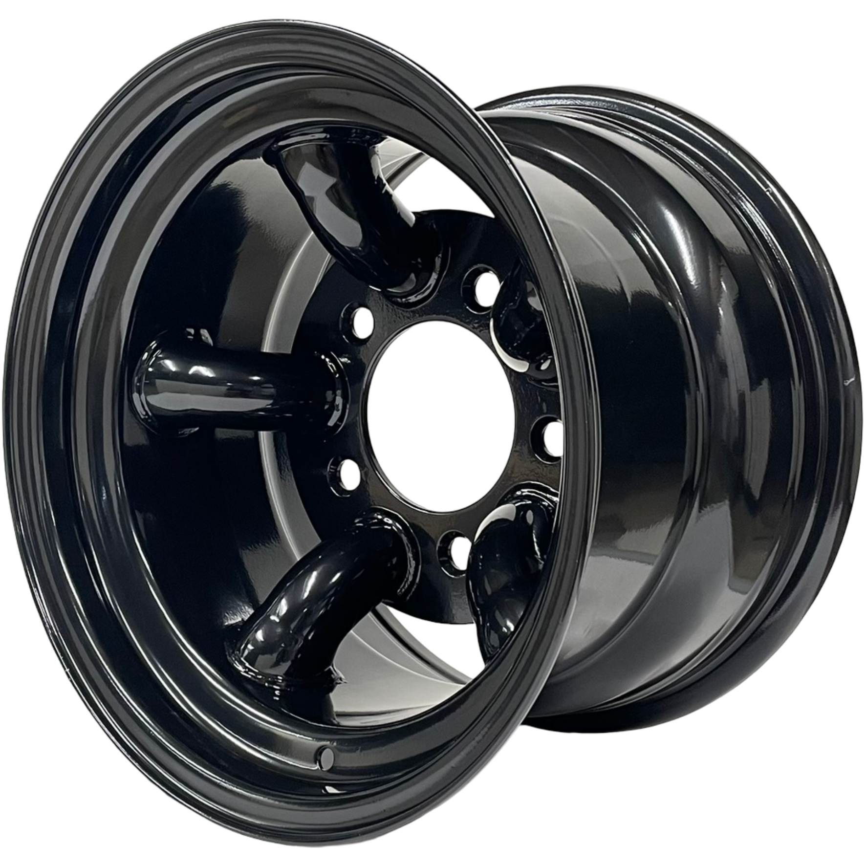 15" x 10" GOJOS Black 5 Pipe 5x165.1 ET-32 Mach 5 - Challenger Style Off-Road Steel Wheels Roadcruza Tyres 