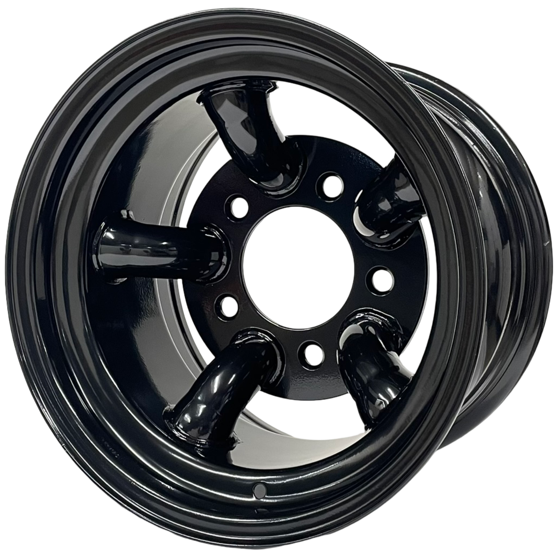 15" x 10" GOJOS Black 5 Pipe 5x165.1 ET-32 Mach 5 - Challenger Style Off-Road Steel Wheels Roadcruza Tyres 
