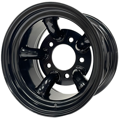 15" x 10" GOJOS Black 5 Pipe 5x165.1 ET-32 Mach 5 - Challenger Style Off-Road Steel Wheels Roadcruza Tyres 