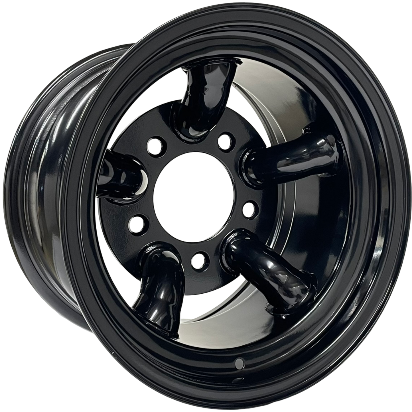 15" x 10" GOJOS Black 5 Pipe 5x165.1 ET-32 Mach 5 - Challenger Style Off-Road Steel Wheels Roadcruza Tyres 
