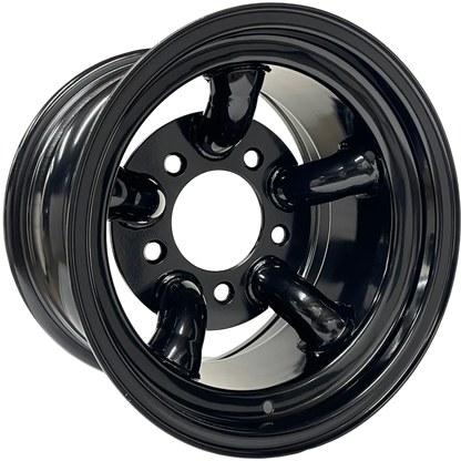 15" x 10" GOJOS Black 5 Pipe 5x165.1 ET-32 Mach 5 - Challenger Style Off-Road Steel Wheels Roadcruza Tyres 