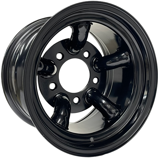 15" x 10" GOJOS Black 5 Pipe 5x165.1 ET-32 Mach 5 - Challenger Style Off-Road Steel Wheels Roadcruza Tyres 