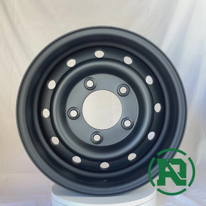 360video of 16" x 6.5" GOJOS Matte Black Wolf Style 5x165.1 ET00 CB115 4x4 & Off-Road Steel Wheels at Roadcruza Tyres 