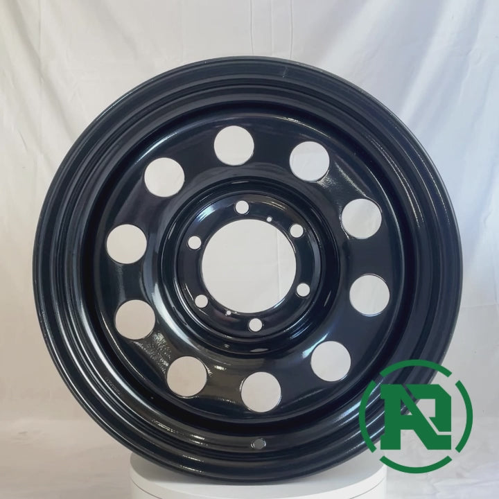 360video of 16" x 8" GOJOS Black Modular 6x139.7 ET00 CB110 Off-Road & 4x4 Steel Wheels from Roadcruza Tyres 