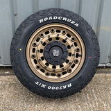 17x8 Rogue CC1 Satin Bronze 5x120 ET35 CB65.1 mounted with Cross Terrain 4x4 tyres Roadcruza